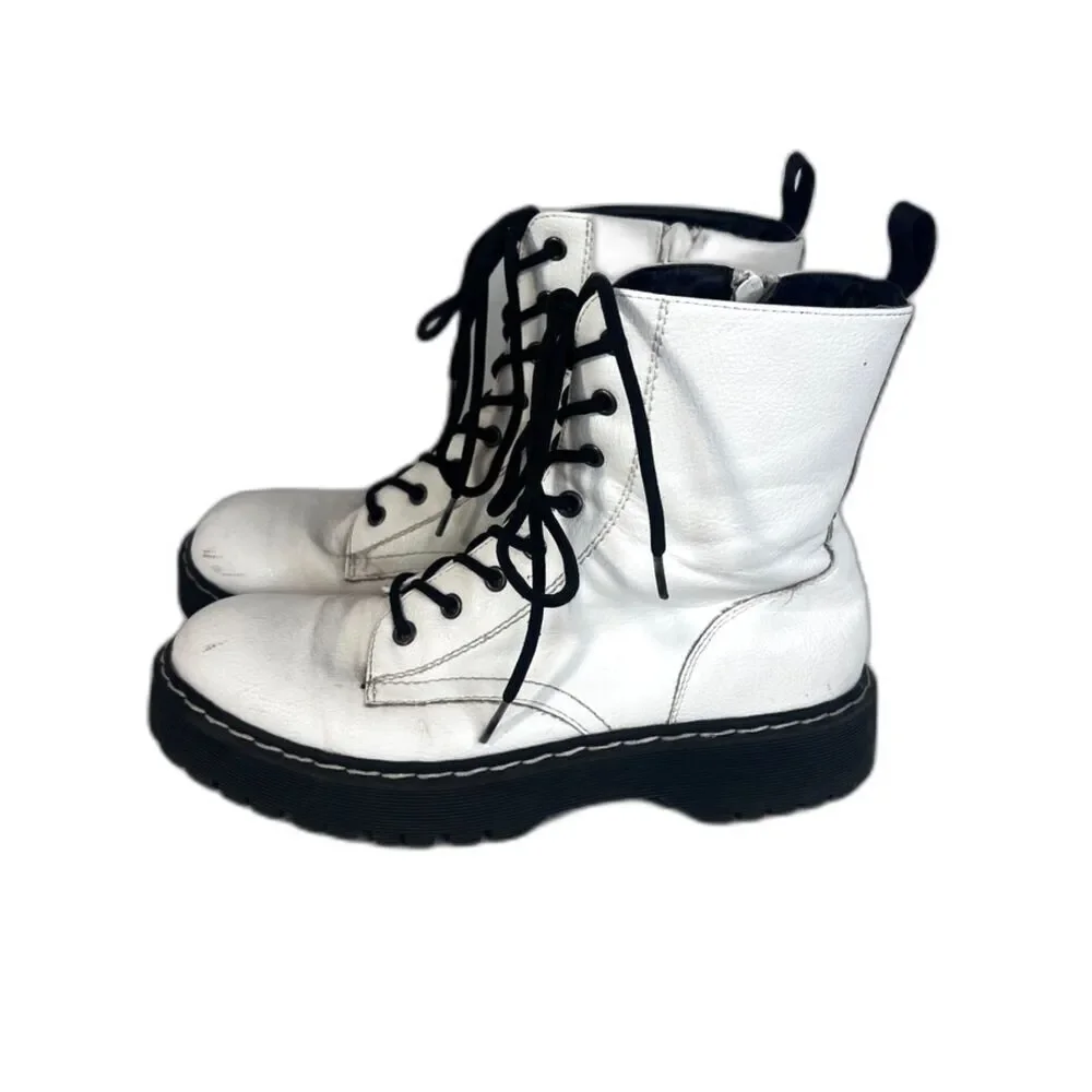 Sincerely Jules White Lace Up "Harley" Combat Hiking Boots Y2K Skater Size 8.5M - Picture 2 of 16